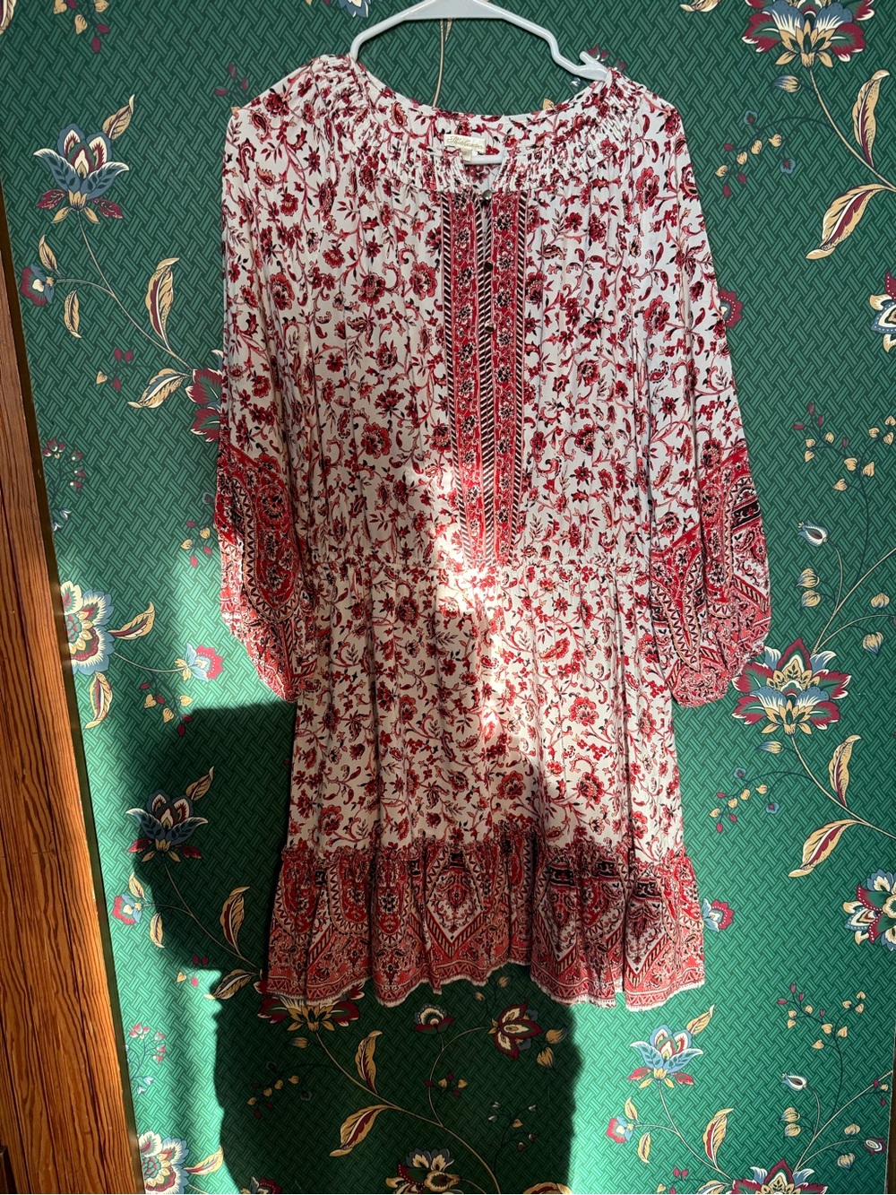 Shoshanna White Tunic with Red Floral Print